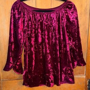Elegant Zac & Rachel Velvet-like Women's Top in Rich Burgundy